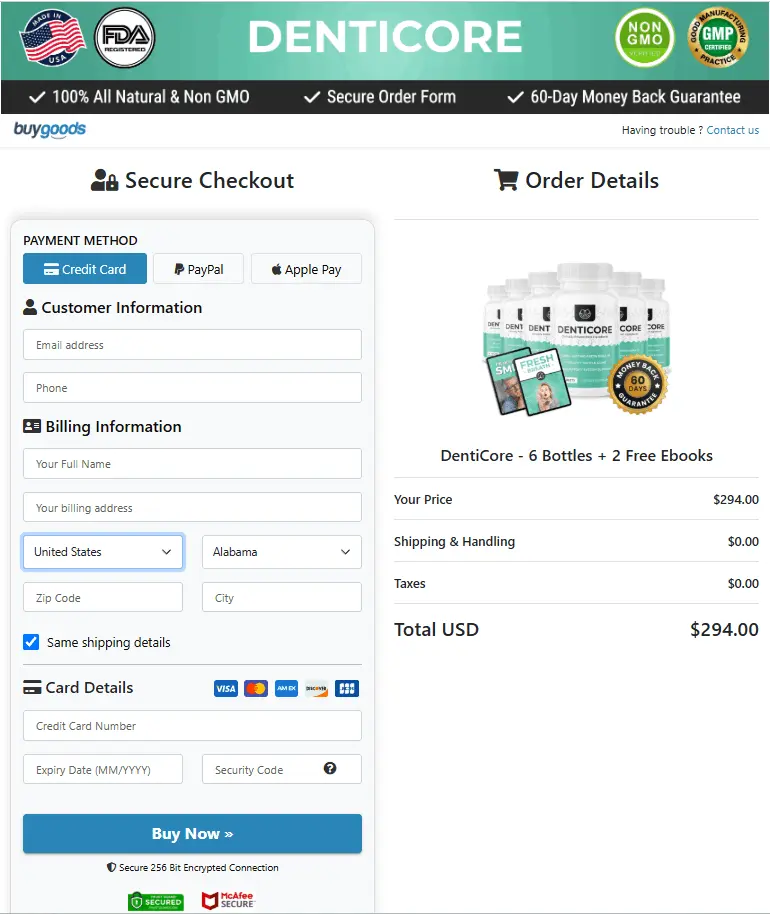 Denticore purchase form